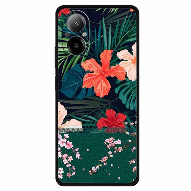 For Realme C67 4G Case Soft TPU Phone Cover Ethnic Pattern Printing - Flower Leaf Wall