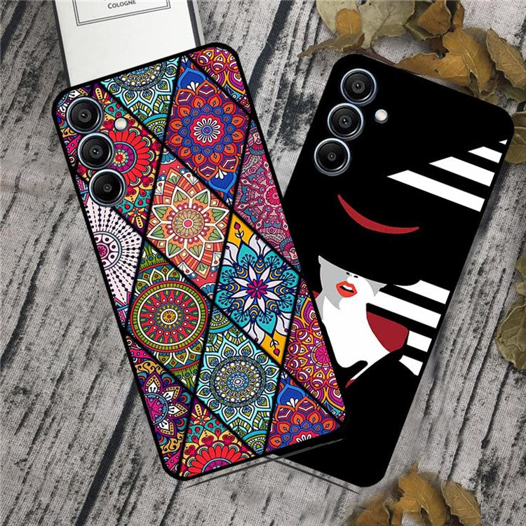 For Samsung Galaxy F15 5G / M15 5G Case Trendy Design TPU Phone Cover - Black / Rose