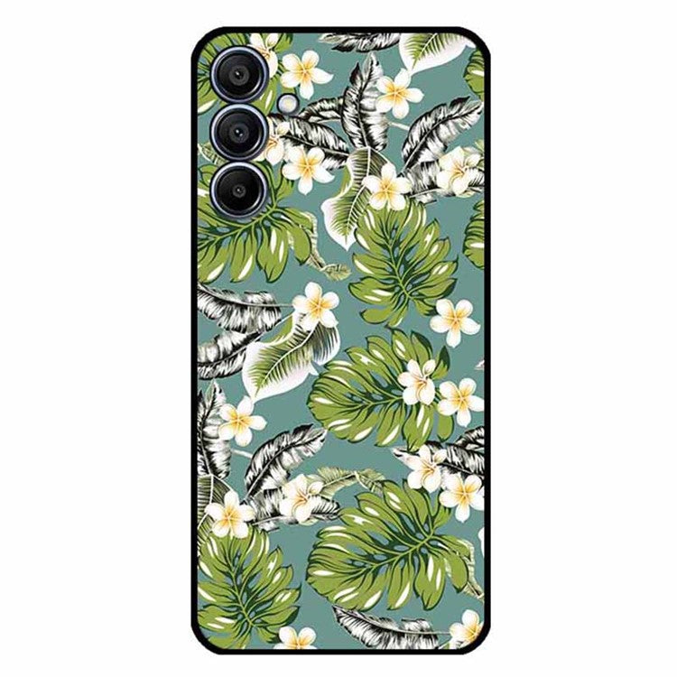 For Samsung Galaxy F15 5G / M15 5G Case Trendy Design TPU Phone Cover - Plantain Leaf+Gold Flower