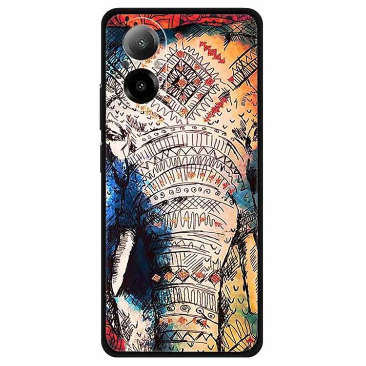For Realme C67 4G Case Anti-scratch Pattern Printing Soft TPU Phone Cover - Long-Nosed Elephant