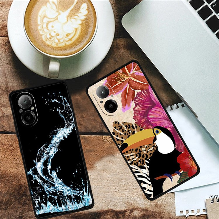 For Realme C67 4G Case Anti-scratch Pattern Printing Soft TPU Phone Cover - Blue Flower