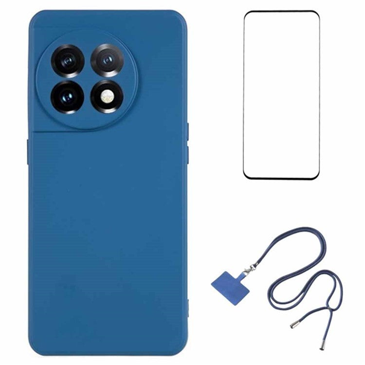 WANLONFENG RB1 Series For OnePlus 11 5G TPU Phone Case with Tempered Glass Film+Lanyard - Sapphire
