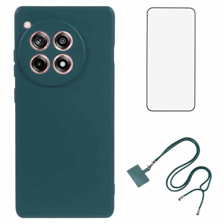 WANLONFENG RB1 Series For OnePlus 11 5G TPU Phone Case with Tempered Glass Film+Lanyard - Army Green