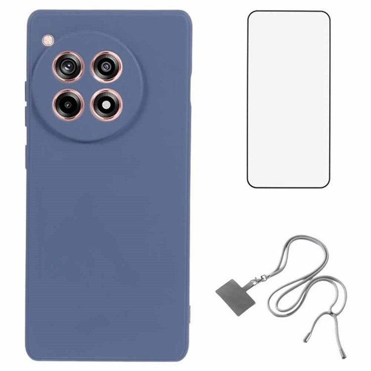 WANLONFENG RB1 Series For OnePlus 11 5G TPU Phone Case with Tempered Glass Film+Lanyard - Lavender Grey