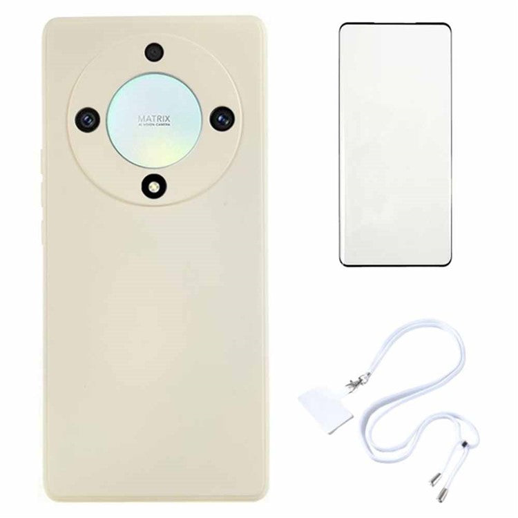 WANLONFENG RB1 Series For Honor X40 5G / X9a 5G Phone TPU Case with Lanyard and Screen Film - White