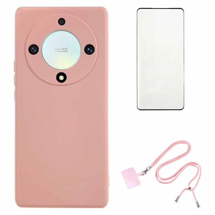 WANLONFENG RB1 Series For Honor X40 5G / X9a 5G Phone TPU Case with Lanyard and Screen Film - Pink