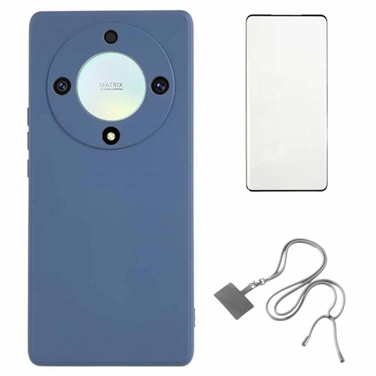 WANLONFENG RB1 Series For Honor X40 5G / X9a 5G Phone TPU Case with Lanyard and Screen Film - Lavender Grey