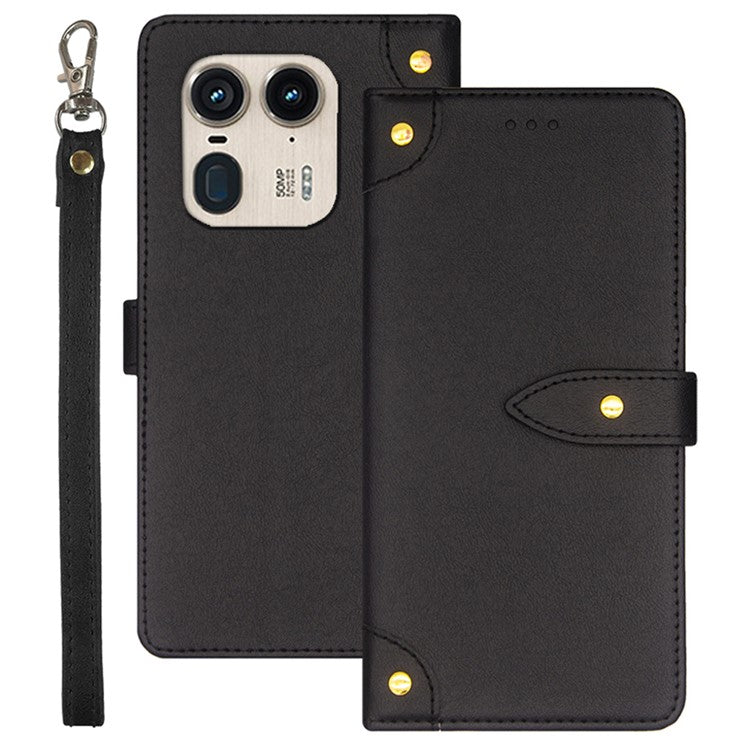 IDEWEI For Motorola Edge 50 Ultra 5G / Moto X50 Ultra 5G Case Flip Leather Phone Cover with Card Slots - Black