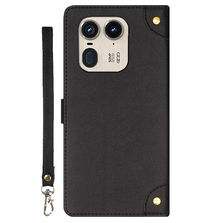 IDEWEI For Motorola Edge 50 Ultra 5G / Moto X50 Ultra 5G Case Flip Leather Phone Cover with Card Slots - Black