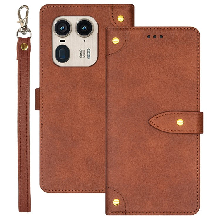 IDEWEI For Motorola Edge 50 Ultra 5G / Moto X50 Ultra 5G Case Flip Leather Phone Cover with Card Slots - Brown