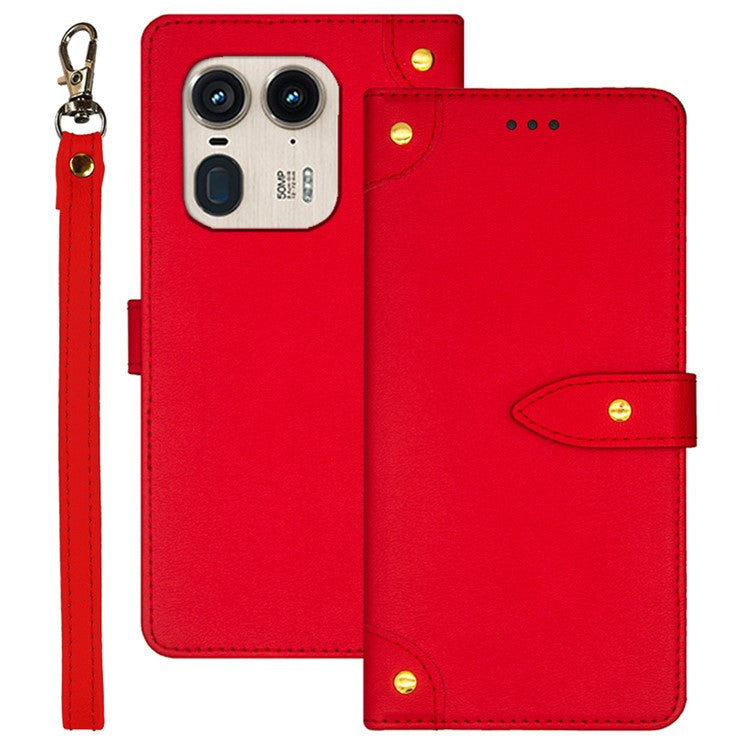 IDEWEI For Motorola Edge 50 Ultra 5G / Moto X50 Ultra 5G Case Flip Leather Phone Cover with Card Slots - Red