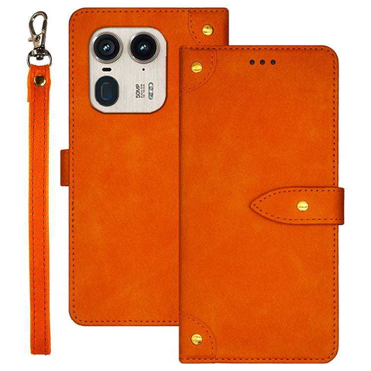 IDEWEI For Motorola Edge 50 Ultra 5G / Moto X50 Ultra 5G Case Flip Leather Phone Cover with Card Slots - Orange