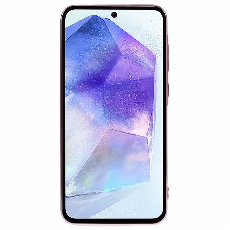 For Samsung Galaxy A14 5G / 4G Phone Case Electroplating Soft TPU Back Cover with Heart Chain Strap - Pink