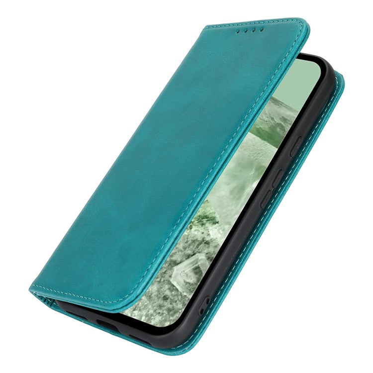 For Google Pixel 8a Case PU Leather Calf Textured Magnetic Closing Smart Phone Cover - Sky Blue