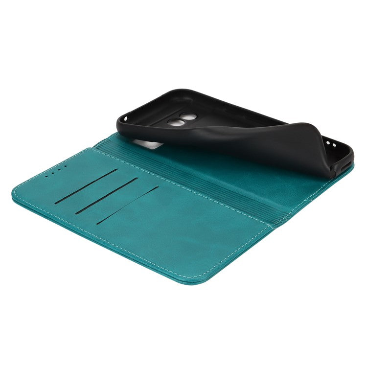 For Google Pixel 8a Case PU Leather Calf Textured Magnetic Closing Smart Phone Cover - Sky Blue