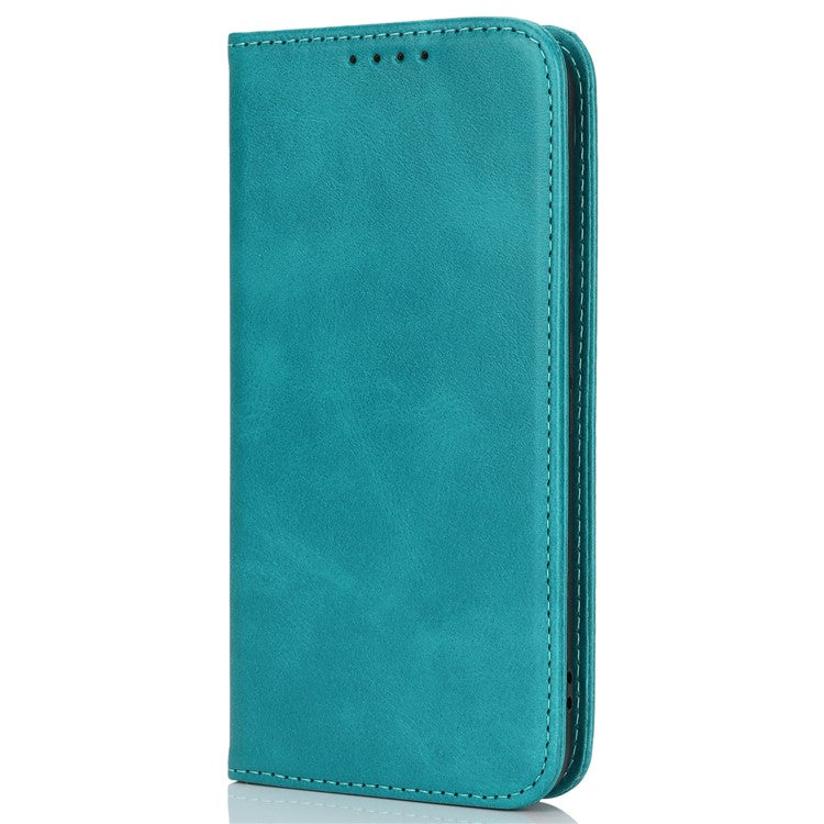 For Google Pixel 8a Case PU Leather Calf Textured Magnetic Closing Smart Phone Cover - Sky Blue
