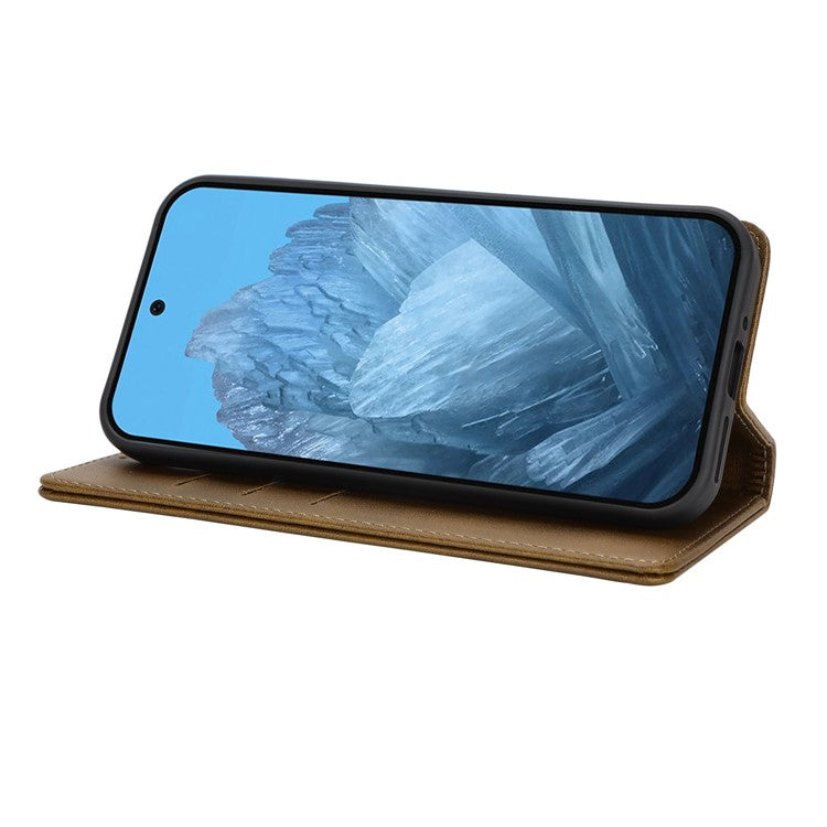 For Google Pixel 9 / Pixel 9 Pro Case PU Leather Wallet Magnetic Closing Phone Cover - Dark Green