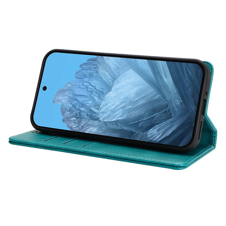 For Google Pixel 9 / Pixel 9 Pro Case PU Leather Wallet Magnetic Closing Phone Cover - Sky Blue