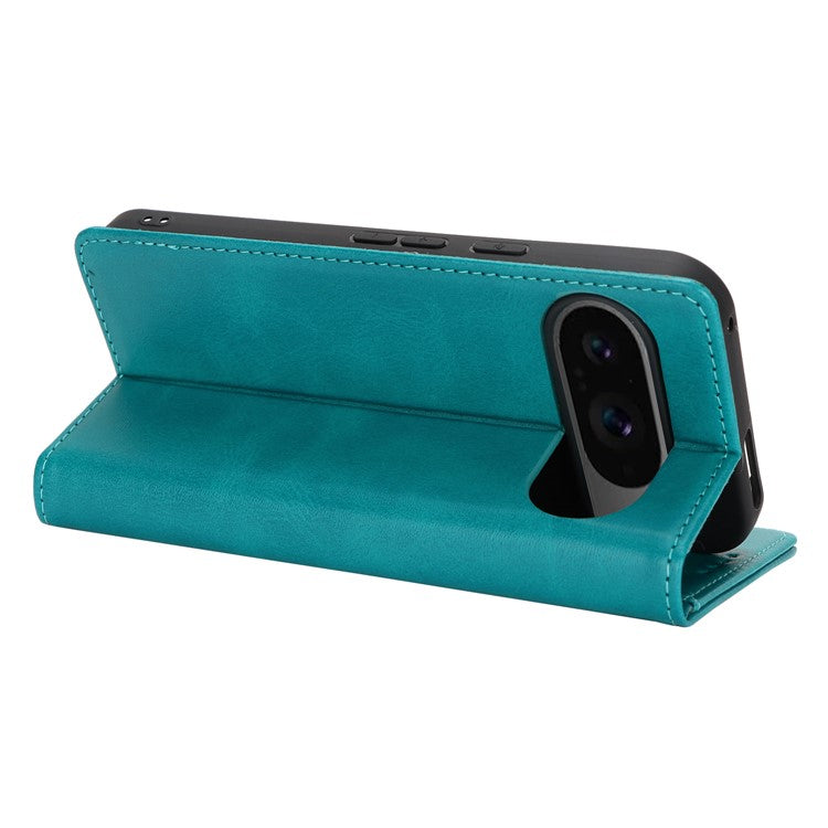 For Google Pixel 9 / Pixel 9 Pro Case PU Leather Wallet Magnetic Closing Phone Cover - Sky Blue