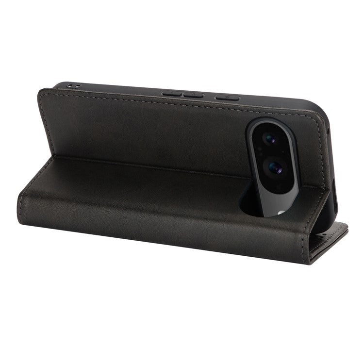 For Google Pixel 9 / Pixel 9 Pro Case PU Leather Wallet Magnetic Closing Phone Cover - Black