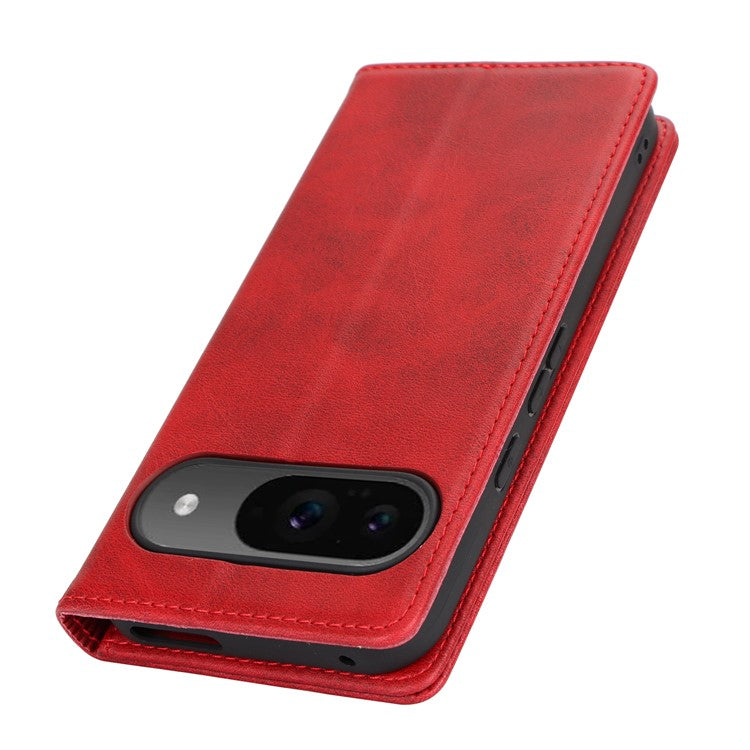 For Google Pixel 9 / Pixel 9 Pro Case PU Leather Wallet Magnetic Closing Phone Cover - Red