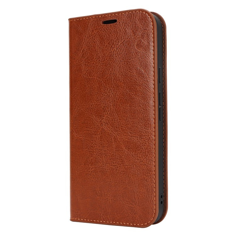 For Google Pixel 9 Pro XL Case Crazy Horse Texture Split Leather Wallet Phone Cover - Light Brown