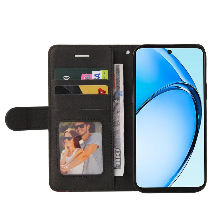KT Leather Series-1 For Oppo A60 4G Case Wallet Color Splicing Leather Phone Cover - Black