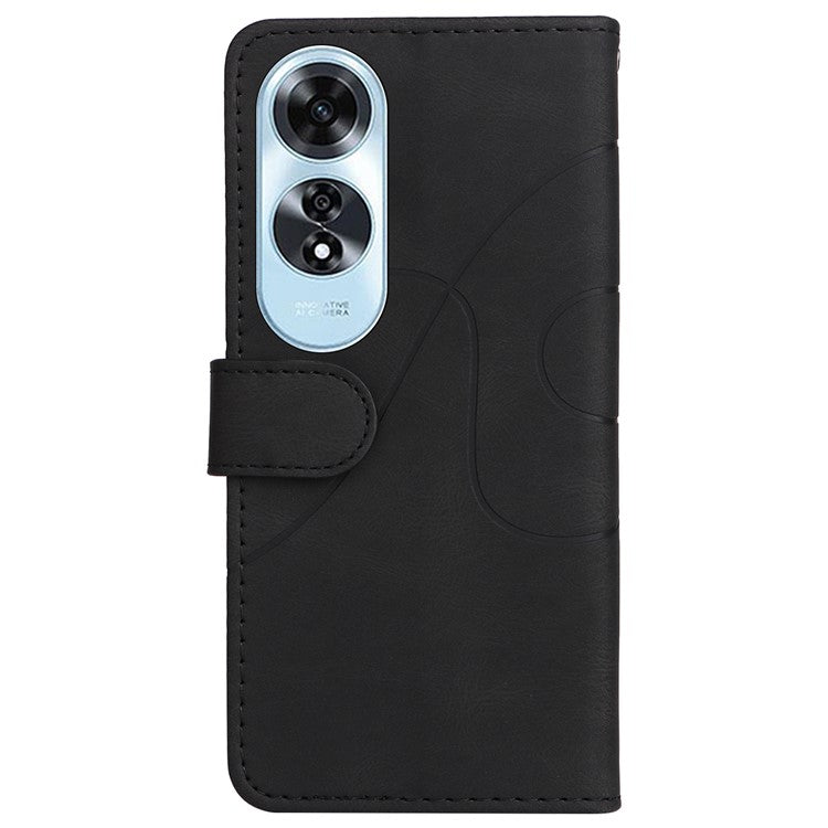 KT Leather Series-1 For Oppo A60 4G Case Wallet Color Splicing Leather Phone Cover - Black