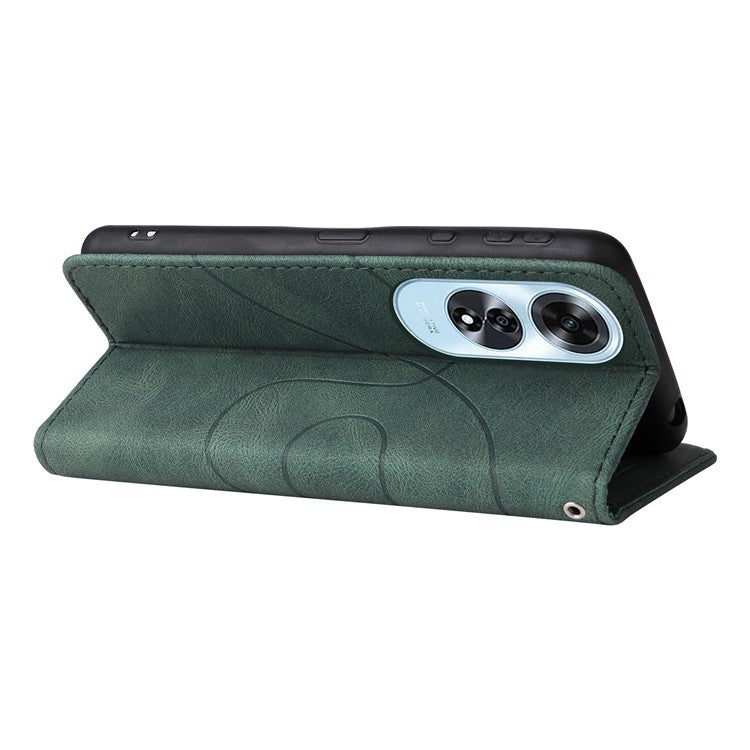 KT Leather Series-1 For Oppo A60 4G Case Wallet Color Splicing Leather Phone Cover - Green