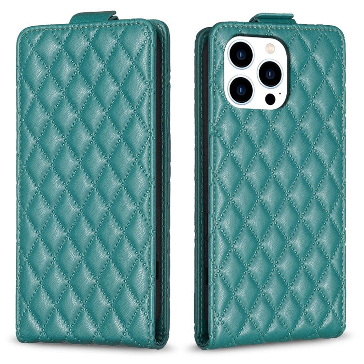 BF30 For iPhone 16 Pro Case Vertical Flip Card Slots Leather Phone Cover - Green