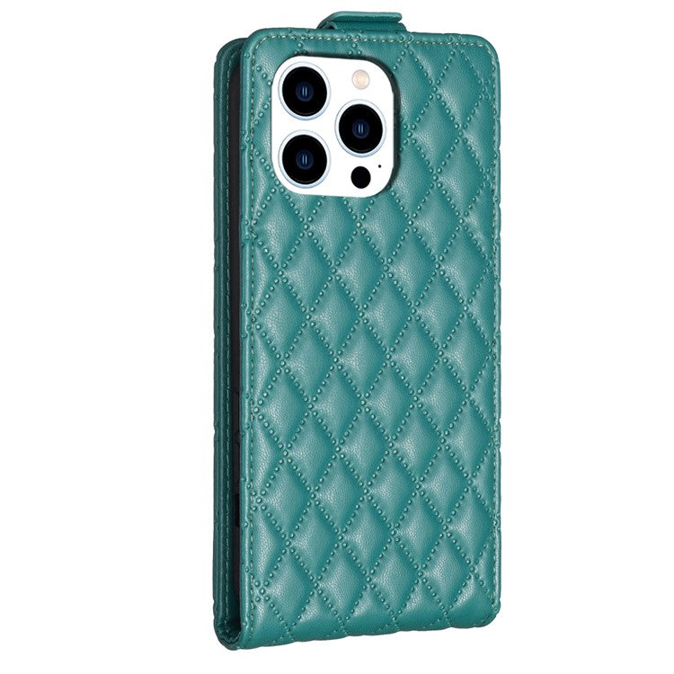 BF30 For iPhone 16 Pro Case Vertical Flip Card Slots Leather Phone Cover - Green