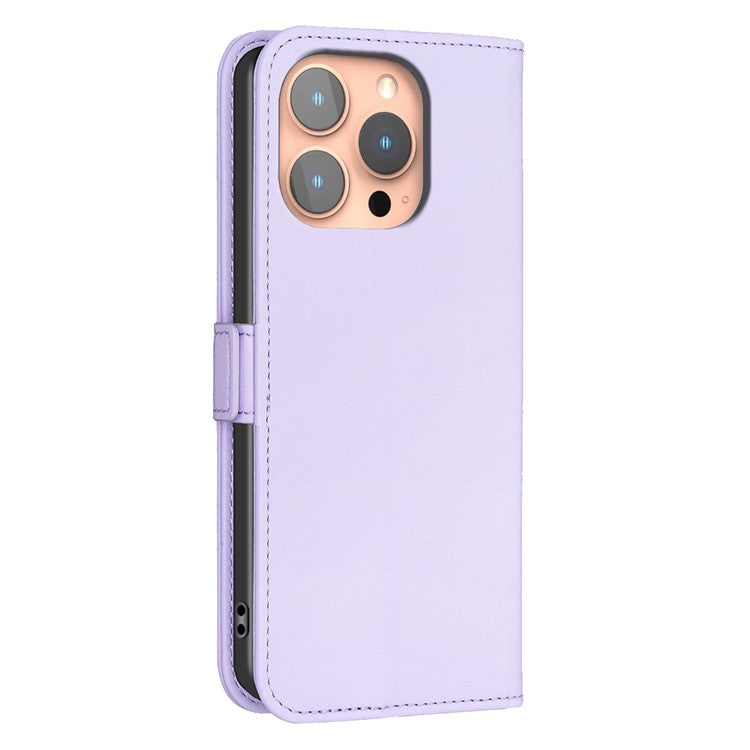 BINFEN COLOR BF31 For iPhone 16 Pro Case PU Leather Wallet Mobile Phone Cover - Purple