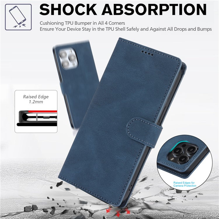 For iPhone 16 Plus Case PU Leather Wallet Phone Cover with Hand Strap - Blue