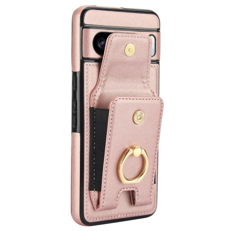 For Google Pixel 8 Pro Case Anit-Fall Kickstand Leather + TPU Phone Cover - Rose Gold