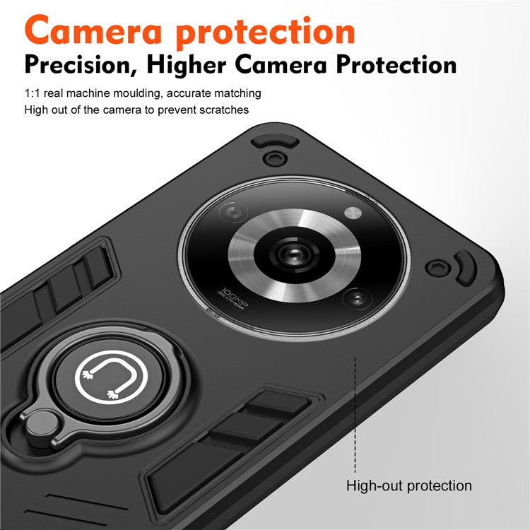 For Realme 11 Pro+ 5G / 11 Pro 5G Case Slim-Fit Phone Cover with Ring Kickstand - Black