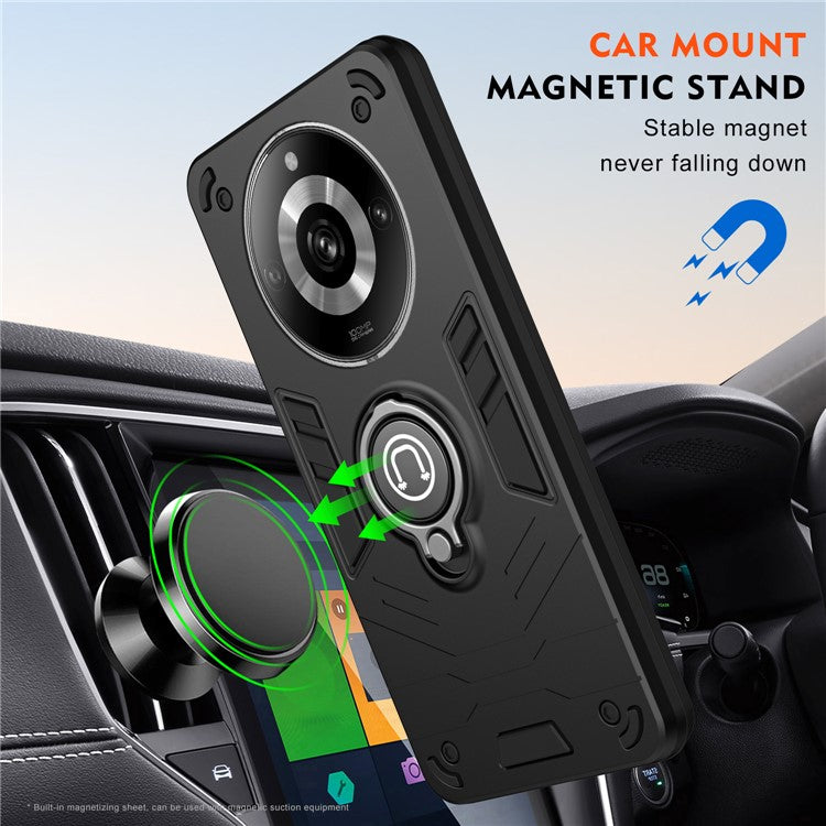 For Realme 11 Pro+ 5G / 11 Pro 5G Case Slim-Fit Phone Cover with Ring Kickstand - Black