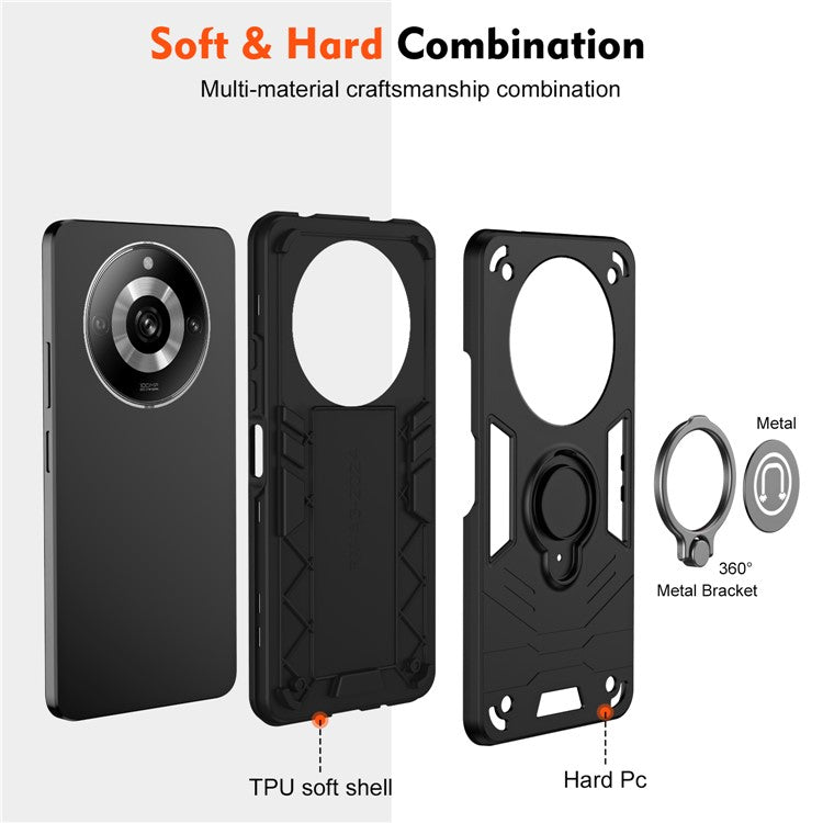 For Realme 11 Pro+ 5G / 11 Pro 5G Case Slim-Fit Phone Cover with Ring Kickstand - Black