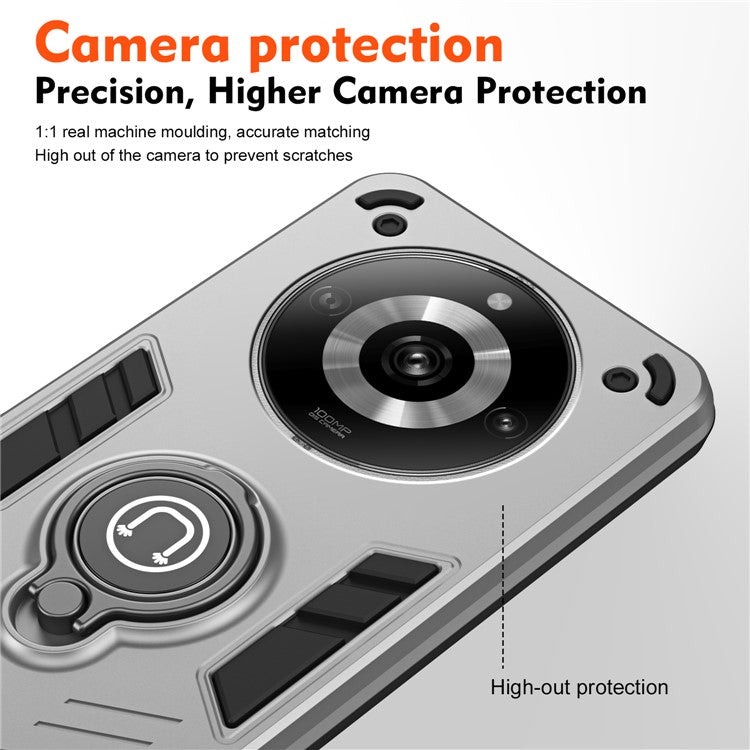 For Realme 11 Pro+ 5G / 11 Pro 5G Case Slim-Fit Phone Cover with Ring Kickstand - Grey