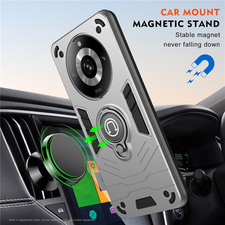 For Realme 11 Pro+ 5G / 11 Pro 5G Case Slim-Fit Phone Cover with Ring Kickstand - Grey