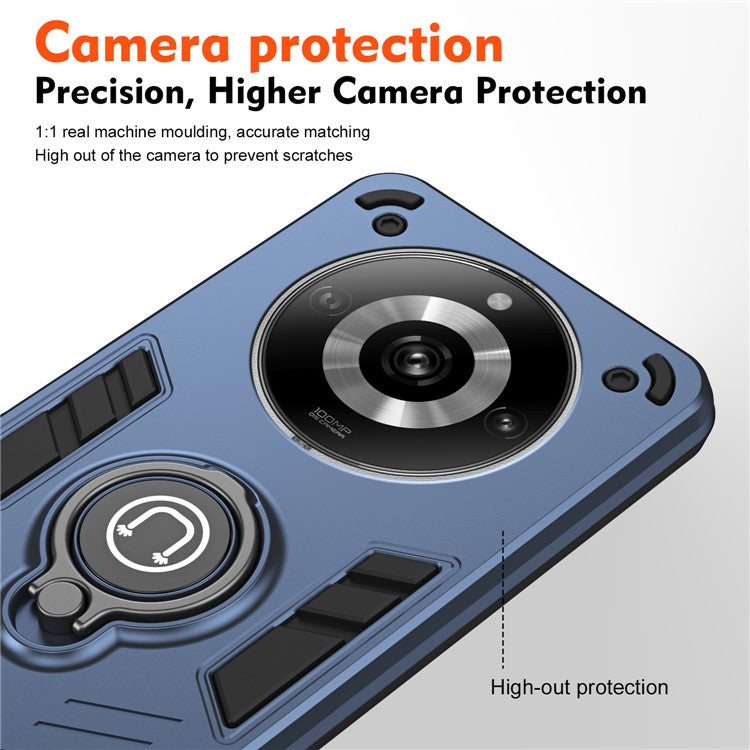 For Realme 11 Pro+ 5G / 11 Pro 5G Case Slim-Fit Phone Cover with Ring Kickstand - Blue