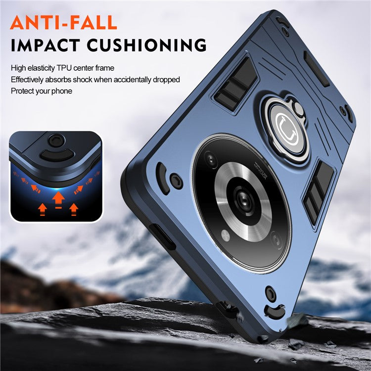 For Realme 11 Pro+ 5G / 11 Pro 5G Case Slim-Fit Phone Cover with Ring Kickstand - Blue