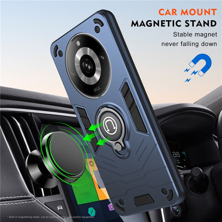 For Realme 11 Pro+ 5G / 11 Pro 5G Case Slim-Fit Phone Cover with Ring Kickstand - Blue