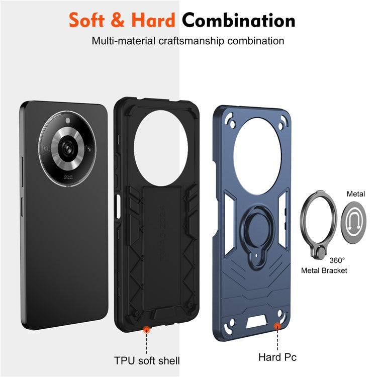 For Realme 11 Pro+ 5G / 11 Pro 5G Case Slim-Fit Phone Cover with Ring Kickstand - Blue