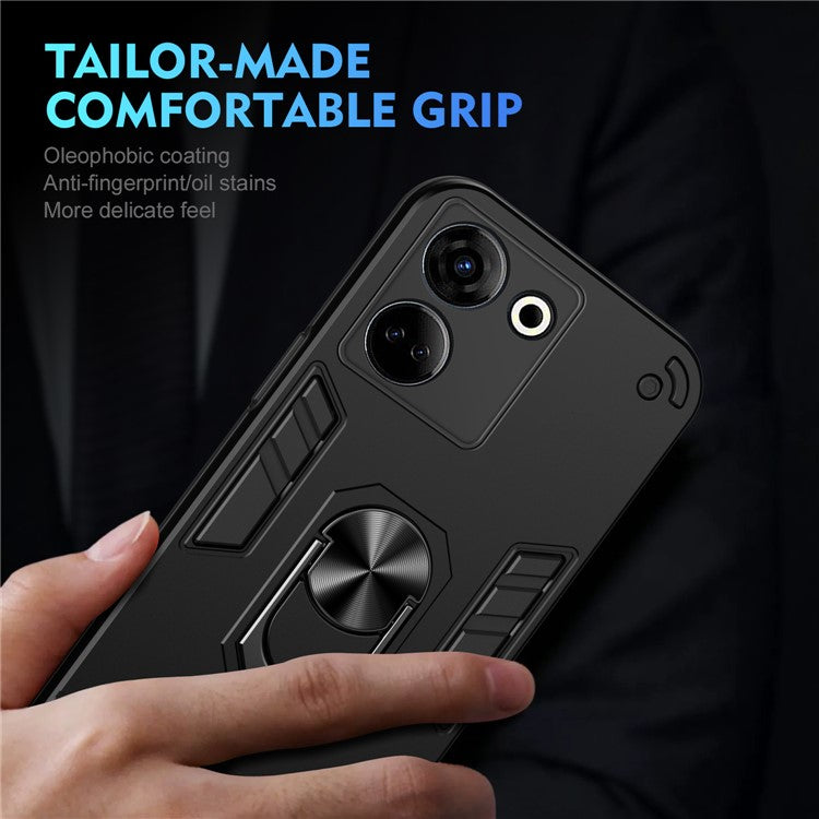 For TECNO Camon 20 Pro 4G Case PC+TPU Armor Phone Cover with Kickstand - Black