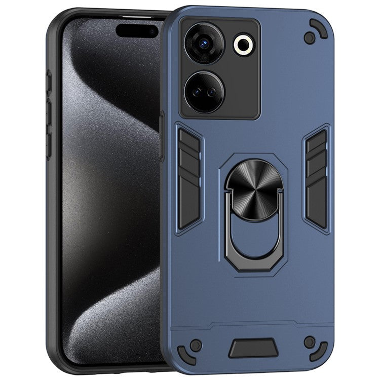 For TECNO Camon 20 Pro 4G Case PC+TPU Armor Phone Cover with Kickstand - Blue