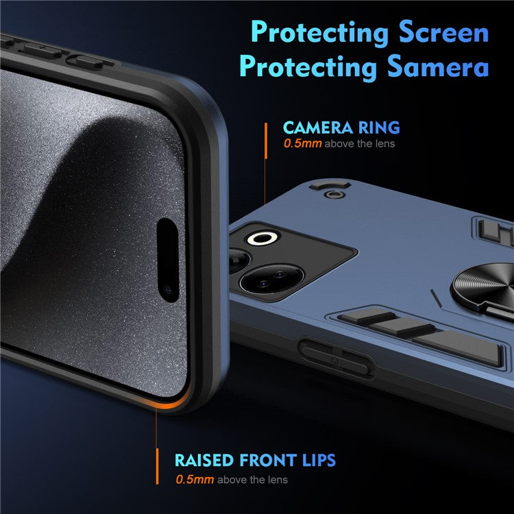 For TECNO Camon 20 Pro 4G Case PC+TPU Armor Phone Cover with Kickstand - Blue