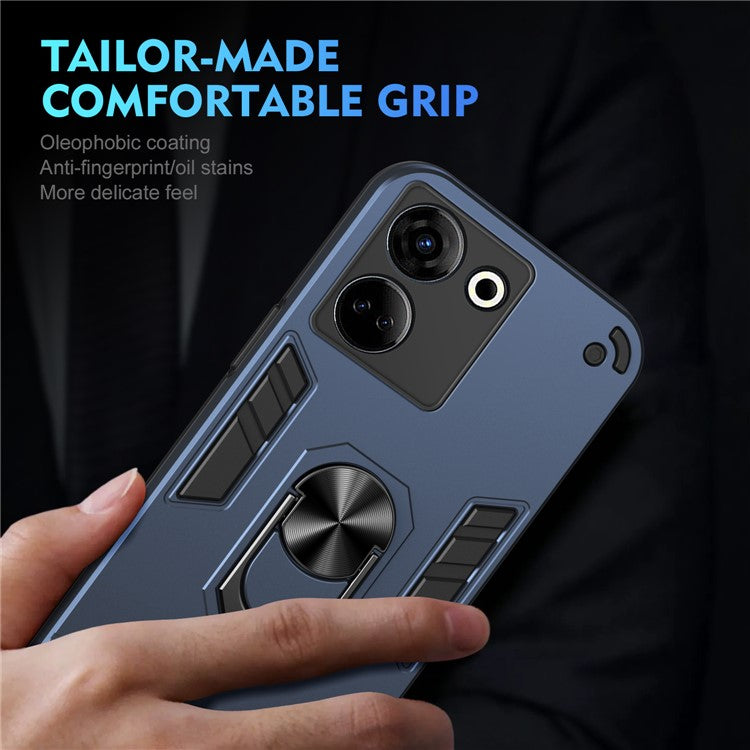 For TECNO Camon 20 Pro 4G Case PC+TPU Armor Phone Cover with Kickstand - Blue