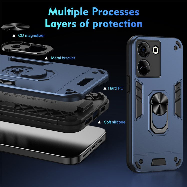 For TECNO Camon 20 Pro 4G Case PC+TPU Armor Phone Cover with Kickstand - Blue