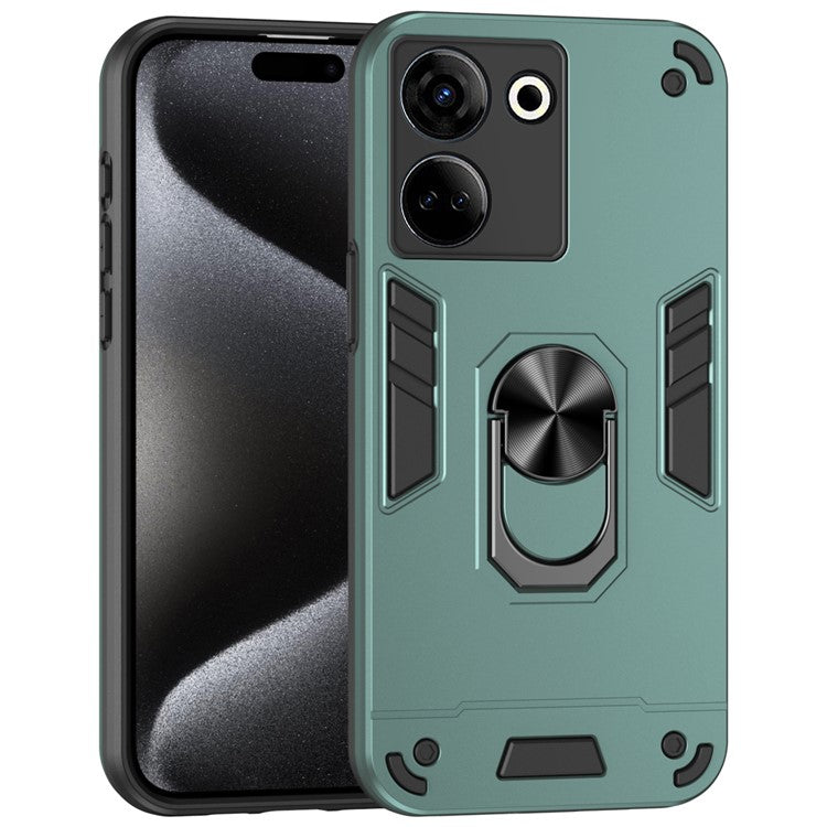 For TECNO Camon 20 Pro 4G Case PC+TPU Armor Phone Cover with Kickstand - Green