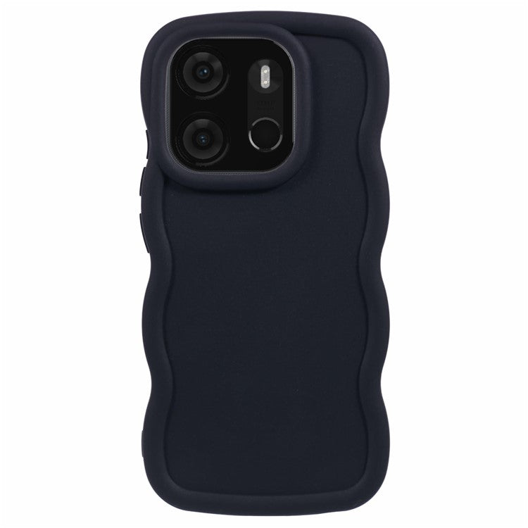 XL Series For TECNO Spark Go 2023 4G SMART7 Cover Solid Color Wavy Edge TPU Phone Case (Large Hole) - Black